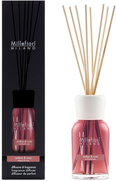 Millefiori Milano Reed Diffuser 250 ml - Ambra & Rosa Millefiori Milano Reed Diffuser 250 ml - Ambra & Rosa