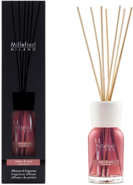 Millefiori Milano Reed Diffuser 100 ml - Ambra & Rosa Millefiori Milano Reed Diffuser 100 ml - Ambra & Rosa