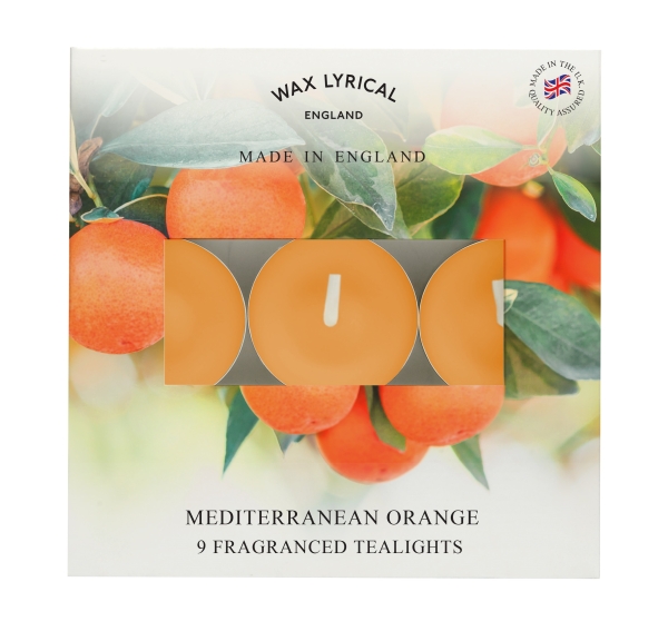 Wax Lyrical - Made in England - Fragranced Teelights Mediterranean Orange - 9 Stück