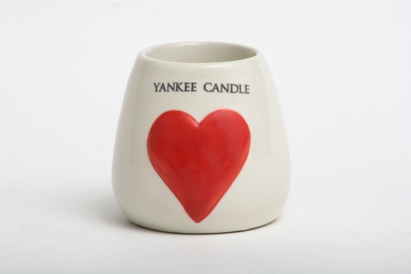 Yankee Candle Painted Hearts Ceramic Samplerhalter/Votivkerzenhalter red